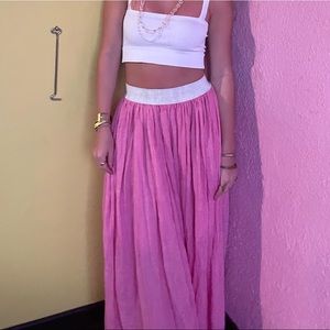 Pink Linen Maxi Skirt